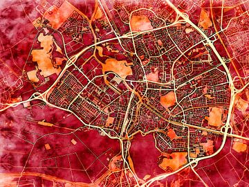 Map of Den Bosch with the style 'Amber Autumn' by Maporia