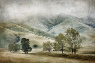 Hügel und Bäume - Green Quiet Kunstwerk