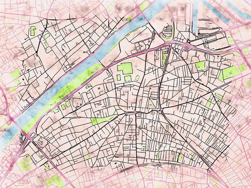 Kaart van Colombes in de stijl 'Soothing Spring' van Maporia