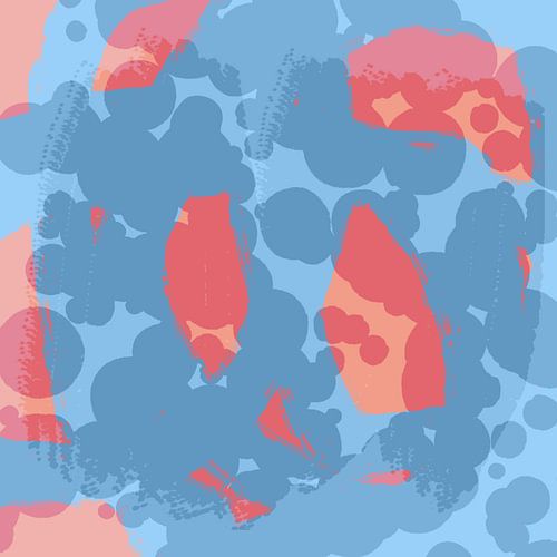 Dromenland. Landschap in pasteltinten. Moderne abstracte kunst in roze en blauw