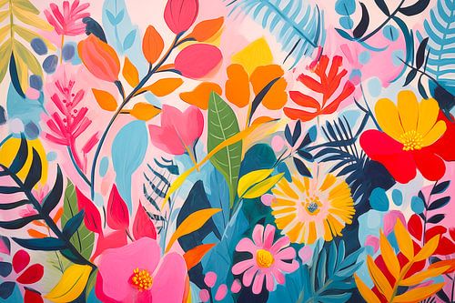 Vintage Flowers, Colourful and Abstract
