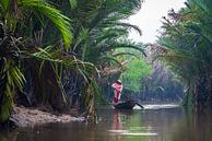 Rudern im Regen im der Mekong-Delta, Vietnam von Rietje Bulthuis Miniaturansicht