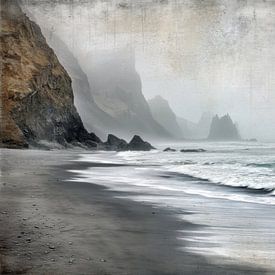 A misty coast with waves and rocks by BowiScapes - Fine Art and Urban Wall Art