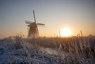 Winterbild mit Mühle Leeuwarden von Berend Drent Miniaturansicht