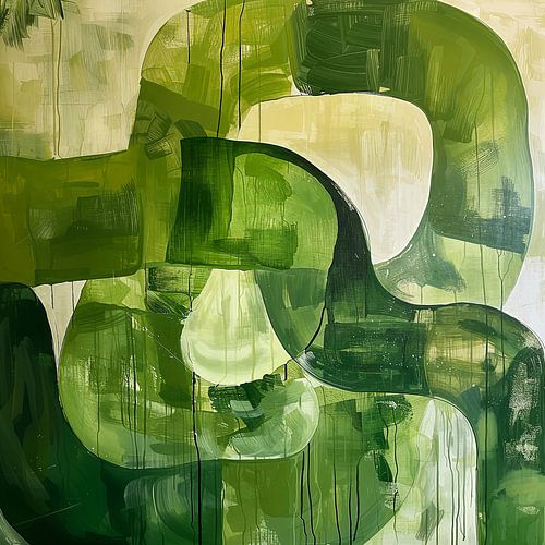 Abstract Green Forms - Modern Art