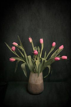 Pink tulips, inspired by the Dutch Masters, still life by Joske Kempink
