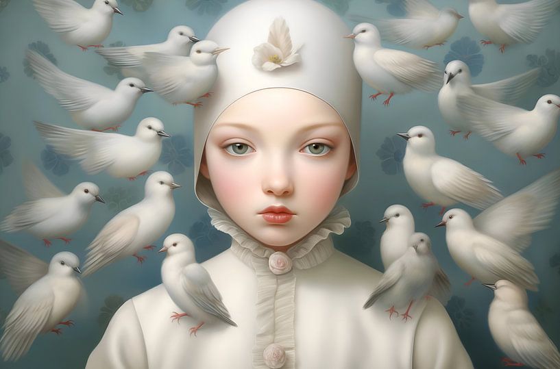 Girl with doves of peace by Heike Hultsch