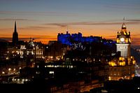 Zonsondergang, Edinburgh centrum Schotland, UK