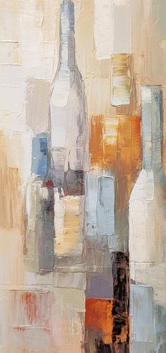 Collage abstrait de bouteilles, orange, marron, beige