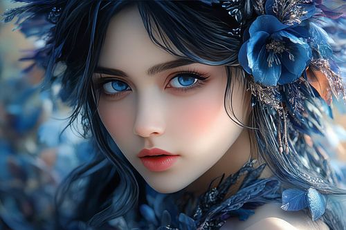 vrouw met bloemen fantasie