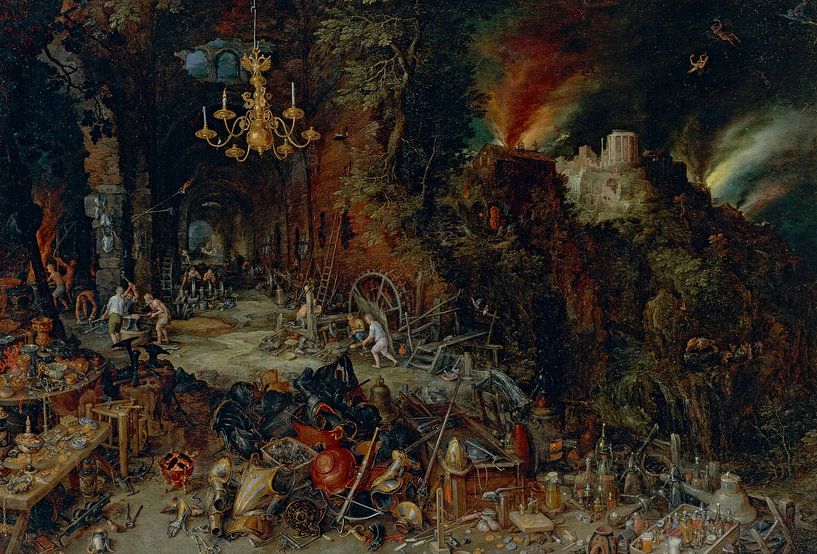 Allegorie des Feuers, Jan Brueghel der Ältere von Meisterhafte Meister