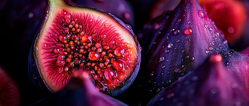Ripe figs with water droplets - close-up by Poster Art Shop