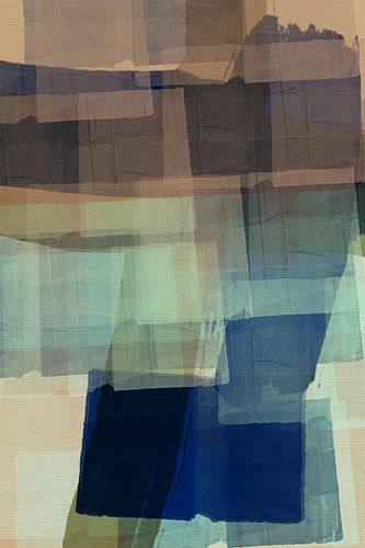 Kleurrijke moderne abstracte vormen en lijnen in kobalt en sienna