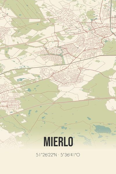 Alte Karte von Mierlo (Nordbrabant) von Ortsdrucke