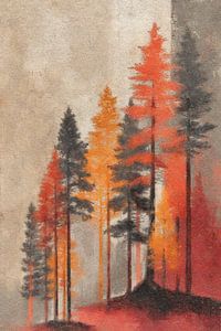 Rote und orangefarbene Kiefern