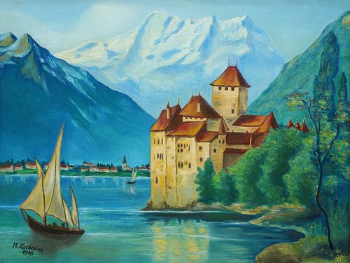 Kasteel van Chillon aan het meer van Genève