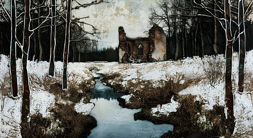 Eerie ruin in the forest