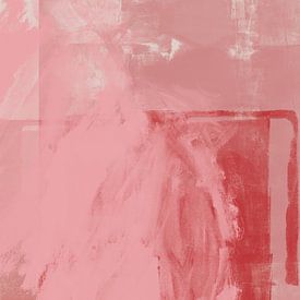 Abstract minimalist art in pastel colors. Red, pink , white by Dina Dankers