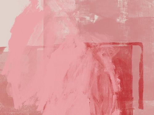 Abstract minimalist art in pastel colors. Red, pink , white by Dina Dankers