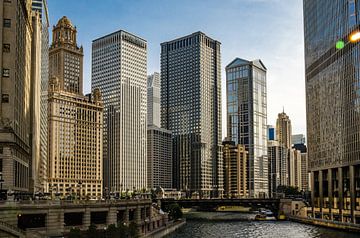 Facade of skyscraper at Chicago River in Chicago Illinois USA by Dieter Walther