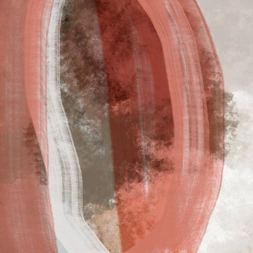 Tramonto Tenero. Abstract Minimalistisch in rood, bruin en beige