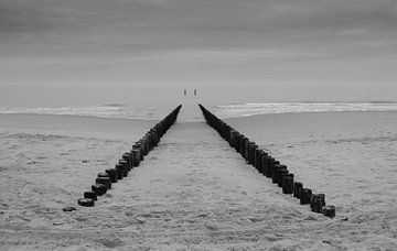 Têtes de piliers Zeeland en noir et blanc sur Jose Lok