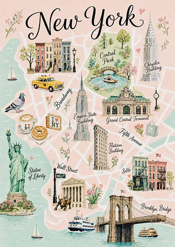 New York – Romantic Illustrated City Map