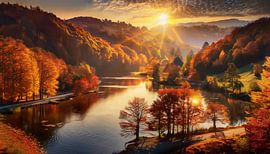 Herfstlandschap met kleuren