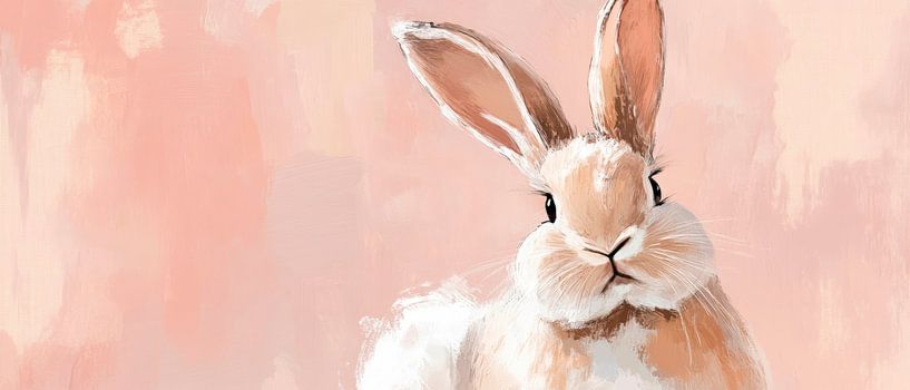 Sanfter Hase vor zartem Pastellhintergrund von Poster Art Shop