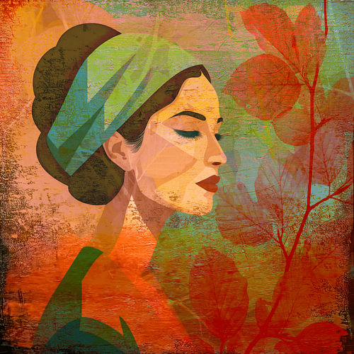Atmospheric Boho Portrait of a Woman in Warm Colours