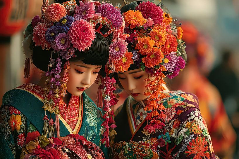 Picturesque Japanese art with Geisha by Egon Zitter