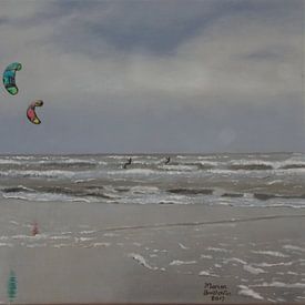 Kitesurfers on the North Sea near Castricum by Manon Butterlin