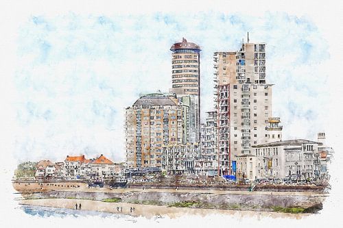 Boulevard of Vlissingen (Zeeland) (watercolor painting)