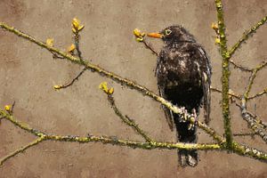 Amsel auf einem Ast (Gemälde)