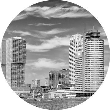 Wilhelminapier Kop van Zuid in Rotterdam | Panorama Monochrome