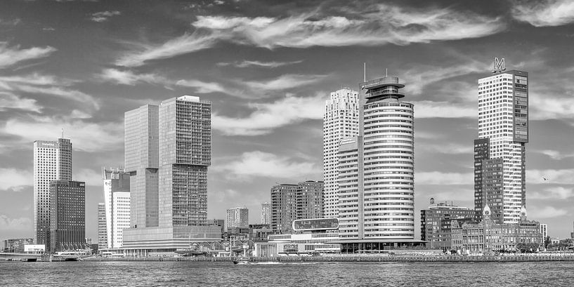Wilhelminapier Kop van Zuid in Rotterdam | Monochrome Panorama by Melanie Viola