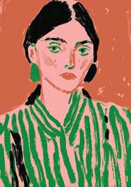 Portret van een vrouw in een groen gestreept shirt van Niklas Maximilian