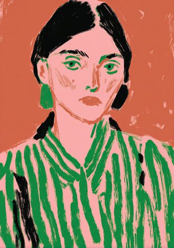 Portret van een vrouw in een groen gestreept shirt