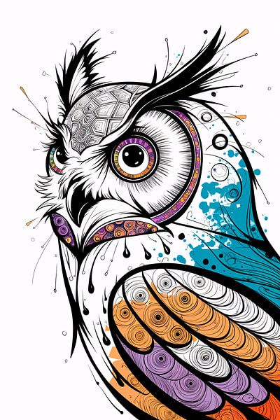 Abstrakte bunte Eule Kunstwerk von Imperial Art House