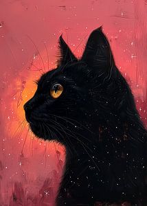 Schwarze Katze im Weltraum 1 #Katze