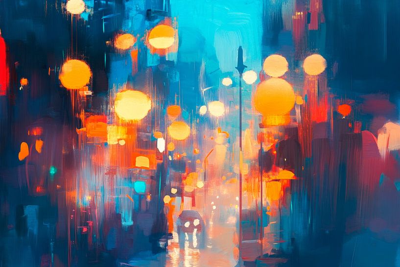 Nocturnal city lights - Impressionistic by Poster Art Shop
