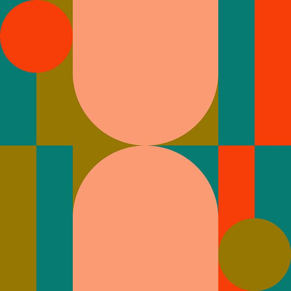 Flippige Retro-Geometrie 21. Moderne abstrakte Kunst in hellen Farben. von Dina Dankers