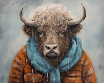 Bison im Pullover | Tierportrait von De Mooiste Kunst