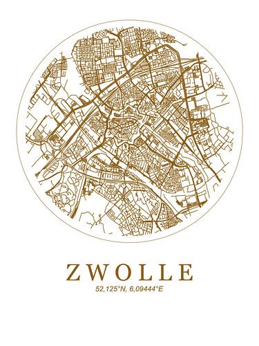Gestylde plattgrond van Zwolle