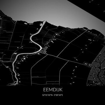 Black-and-white map of Eemdijk, Utrecht. by Rezona