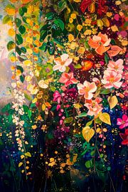 Sommerbild: Clematis und Goldregen in voller Blüte von Studio Pieternel