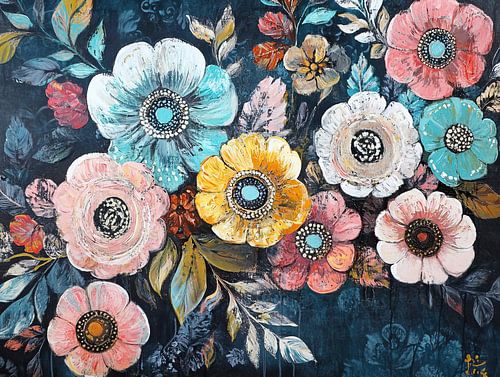 Lebendige Blumen auf Dunkelheit