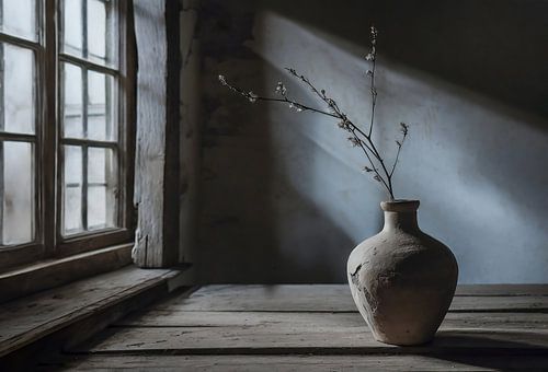 Retro vaas bij het raam