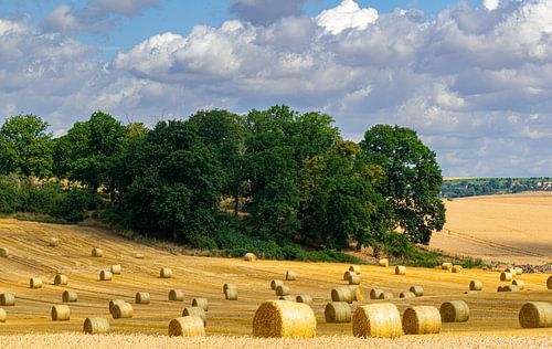 Hooi rollen in de zomer in Frankrijk op een dag met wolken en zon van Robin Verhoef