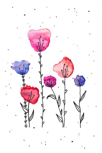 Aquarel Tulpen van Ms Sanderz